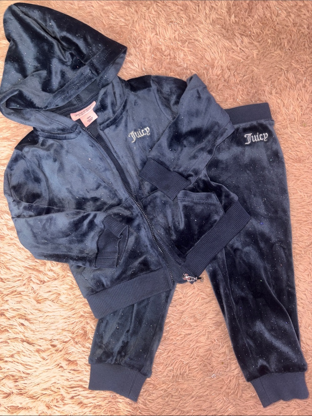 Juicy Couture Black Sparkle Velvet Hoodie & Joggers
